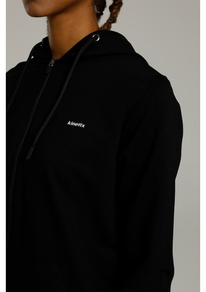 SN85 Basic Full Zıp Hoodı Siyah Kadın Eşofman Üstü fırsatları