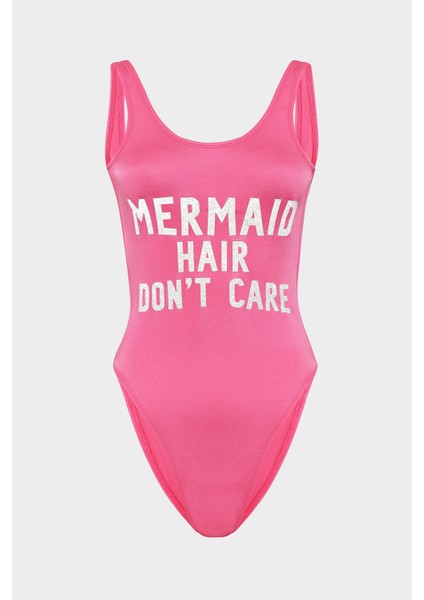 Açelya Okcu Mermaid Hair Dont Care Sloganlı Push Up Mayo