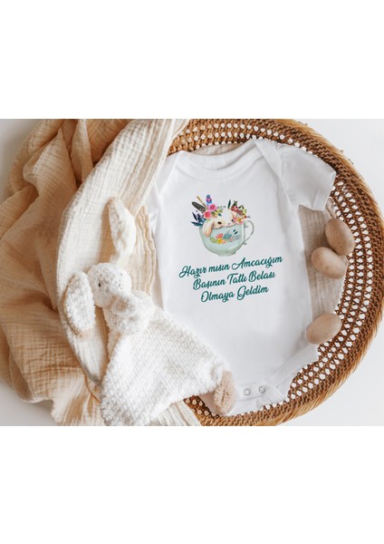 Niles Baby Design For Baby Hazır Mısın Amcacığım Başının Tatlı Belası Olmaya Geldim Yazılı Kısa Kol Zıbın