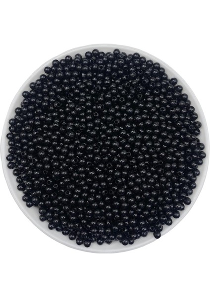 25GR 4mm Siyah Plastik Inci Boncuk , Takı Yapım Boncuğu (25GR,~750 Adet )