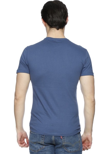 Bisiklet Yaka Kısa Kollu Baskılı Petrol Mavi Erkek T-Shirt fiyatları