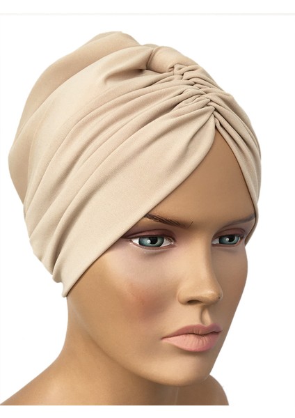 Bone Drape Model Hazır Türban Bej