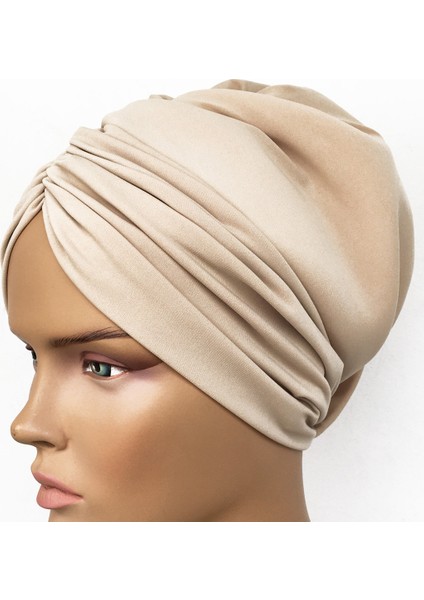 Bone Drape Model Hazır Türban Bej