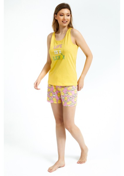 Life Is A Lemon Sarı Kadın Şort Takım modelleri