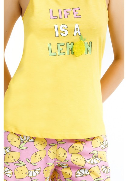 Life Is A Lemon Sarı Kadın Şort Takım fırsatları