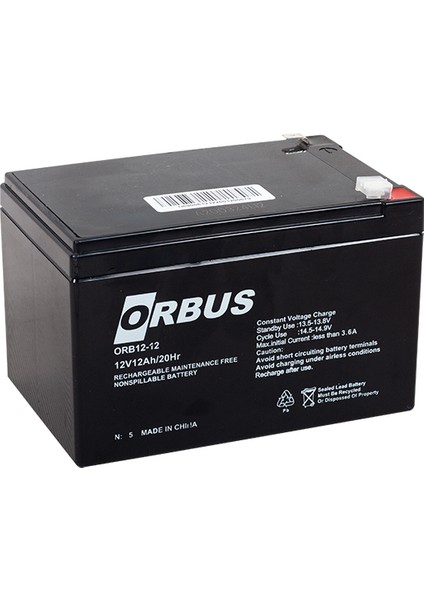 Akü 12 Volt 12 Amper Orbus ( 151 x 98 x 95 mm )