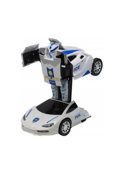 Oyuncak Polis Arabası Transformers Robota Dönüşen Işıklı Sesli