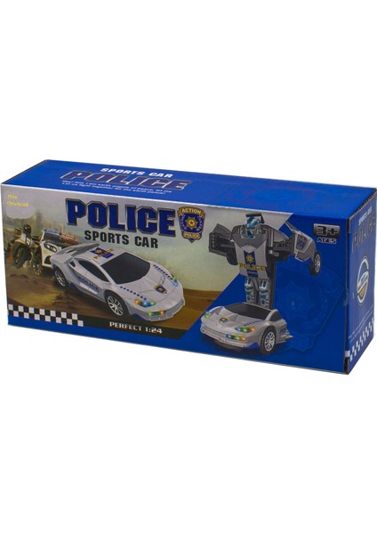 Oyuncak Polis Arabası Transformers Robota Dönüşen Işıklı Sesli