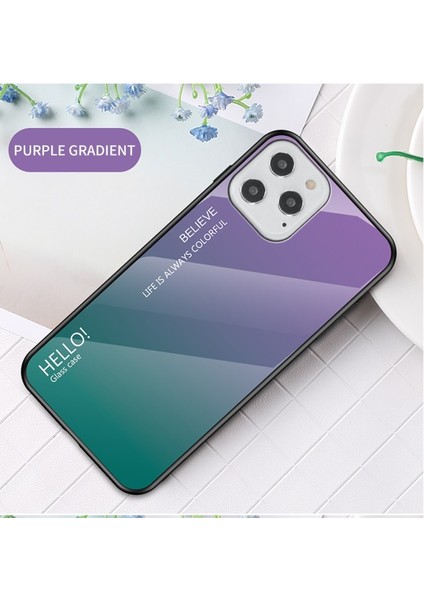 iPhone 12 12 Pro 6.1 Inç Uyumlu Degrade Cam Tpu Akrilik Telefon Kılıfı Mor Mavi (Yurt Dışından) fiyatları