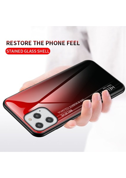 iPhone 12 12 Pro 6.1 Inç Uyumlu Degrade Cam Tpu Akrilik Telefon Kılıfı Kırmızı Siyah (Yurt Dışından) fiyatları