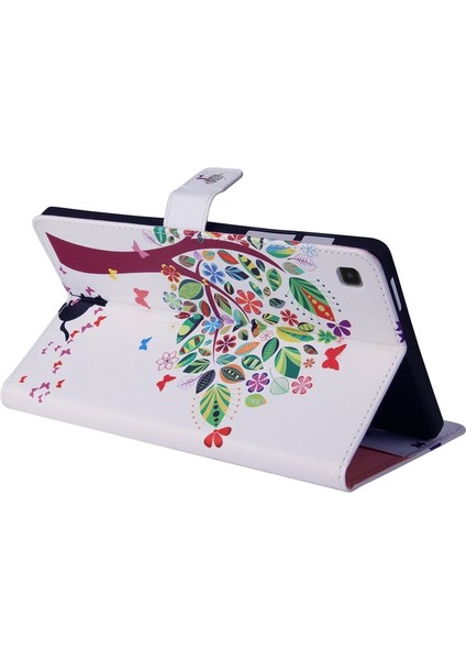 Desenli Pu Deri Galaxy Tab A7 Lite 8.7-Inç SM-T220 (Wi-Fi) / SM-T225 Için Tablet Kılıfı Çok Renkli (Yurt Dışından)