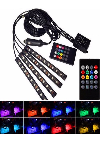 Car Accesorıes Araç Içi Ayak Altı LED Sese Duyarlı 9'lu - Rgb