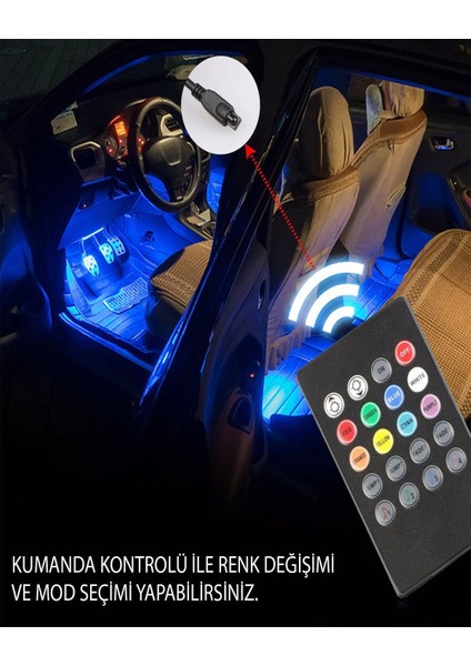 Car Accesorıes Araç Içi Ayak Altı LED Sese Duyarlı 9'lu - Rgb