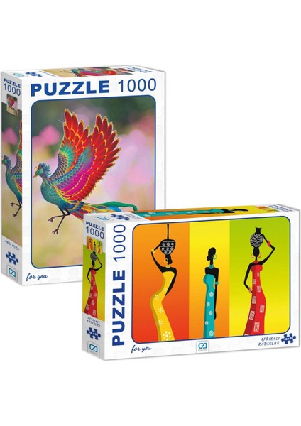 Anka Kuşu - Afrikalı Kadınlar 1000 Parça Puzzle 2'li Set