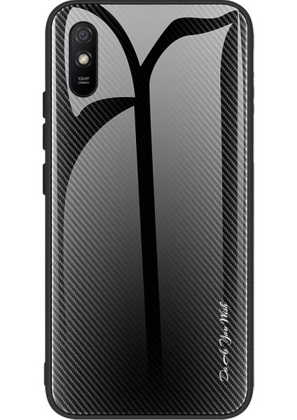 Xiaomi Redmi 9A Için Karbon Fiber Doku Cam + Tpu Telefon Kılıfı - Siyah (Yurt Dışından)