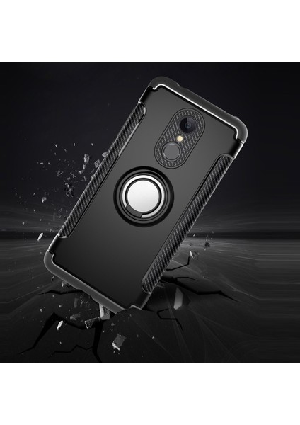 Xiaomi Redmi 5 Için Karbon Fiber Doku Tpu + Pc Cep Telefonu Kılıfı ve Manyetik Yüzük Tutucu - Siyah (Yurt Dışından) fırsatları
