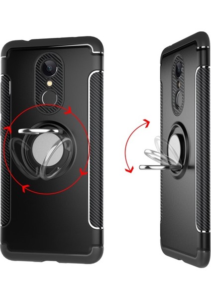 Xiaomi Redmi 5 Için Karbon Fiber Doku Tpu + Pc Cep Telefonu Kılıfı ve Manyetik Yüzük Tutucu - Siyah (Yurt Dışından) indirimleri