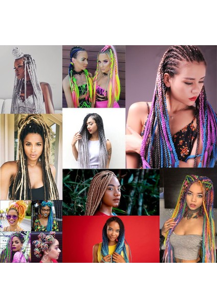 Colezium Afrika Örgüsü Ve Rasta Için Sentetik Ombreli Saç - Platin / Pembe