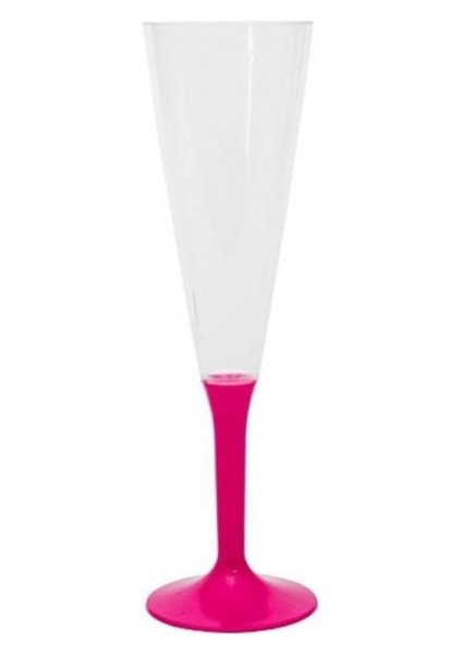 Kristal Yıkanabilir Mika Plastik Şampanya Kadehi Pembe Renk 10 Adet