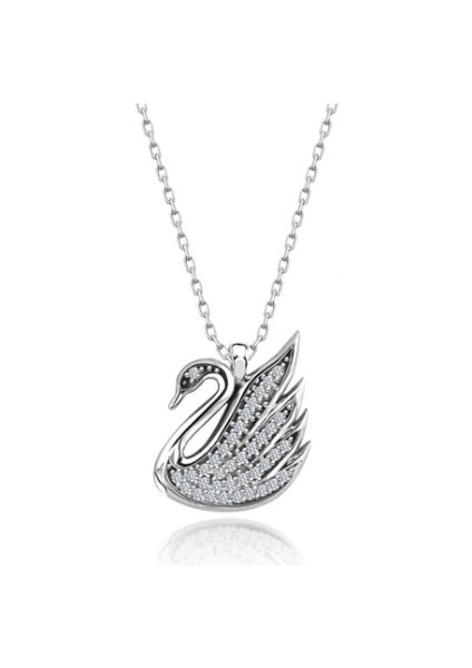 Kuğu 925 Ayar Swarovski Kolye
