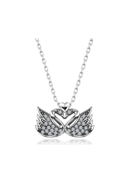 Kuğu 925 Ayar Swarovski Kolye