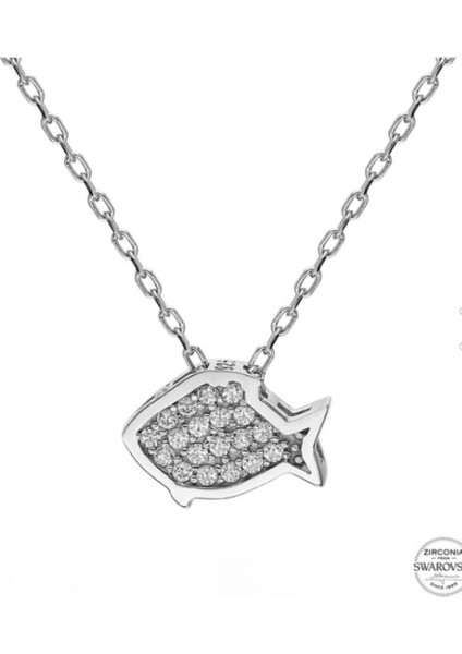 Balık 925 Ayar Swarovski Kolye
