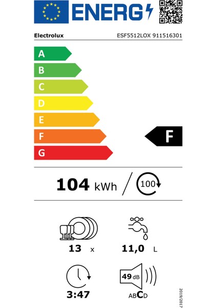 ESF5512LOX AirDry 6 Programlı Bulaşık Makinesi