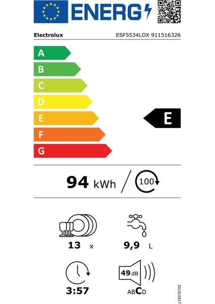 ESF5534LOX AirDry 6 Programlı Bulaşık Makinesi