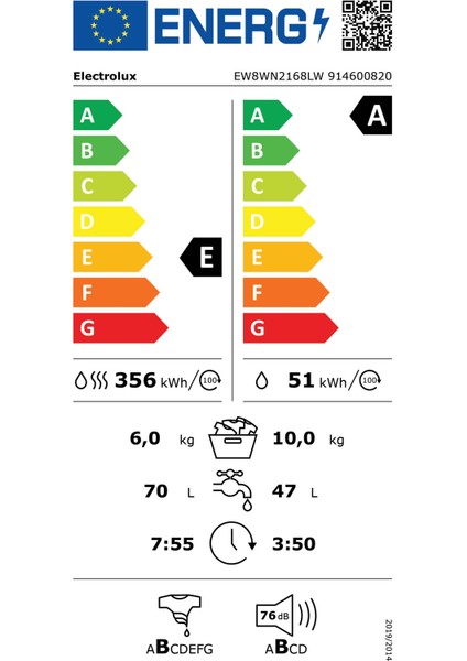 EW8WN2168LW 1600 Devir 10 kg Yıkama / 6 kg Kurutmalı Çamaşır Makinesi
