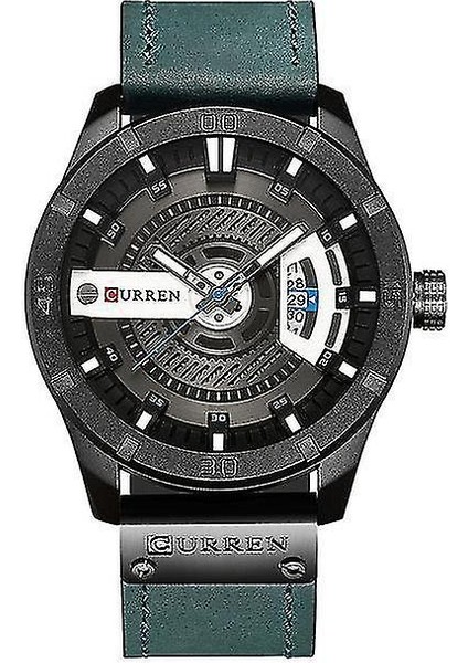Lbq-Curren 8301 Tarihi Ekran Saat Kuvars Saatler Iş Tarzı Deri Kayış Erkekler (Yurt Dışından)