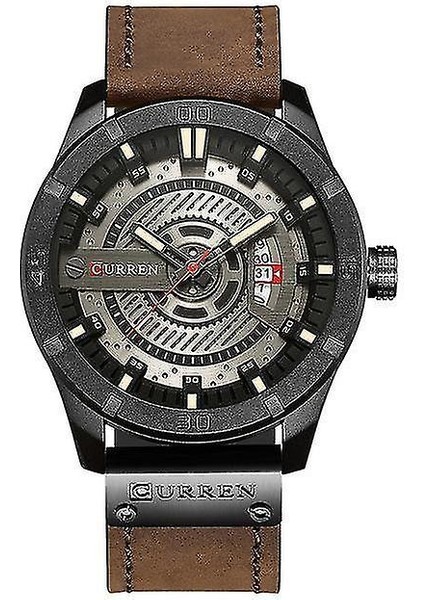 Lbq-Curren 8301 Tarihi Ekran Saat Kuvars Saatler Iş Tarzı Deri Kayış Erkekler (Yurt Dışından)