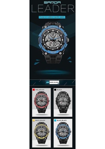 Lbq-Sanda 709 Çift Ekran 30 M Su Geçirmez Açık Spor Askeri Moda LED Digita (Yurt Dışından)