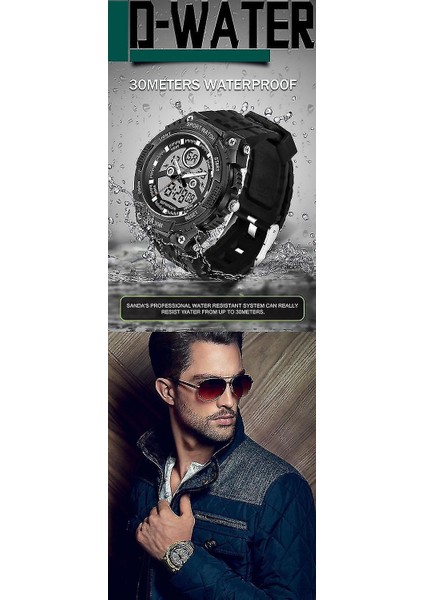 Lbq-Sanda 709 Çift Ekran 30 M Su Geçirmez Açık Spor Askeri Moda LED Digita (Yurt Dışından)