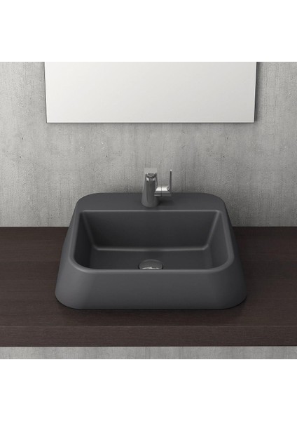 Bocchi Firenze Batarya Banklı Çanak Lavabo Mat Antrasit 1074-020-0126