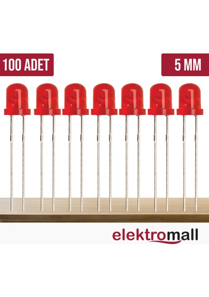 5mm Kırmızı Diffused Led - 100 Adet
