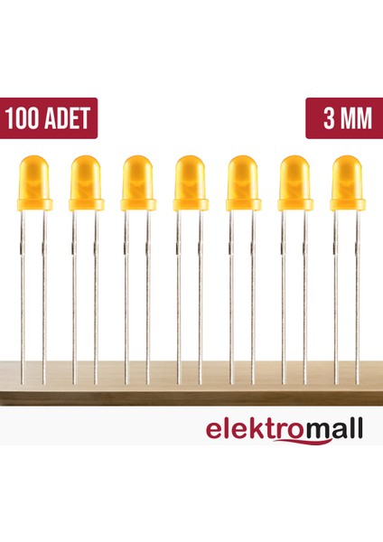 3mm Sarı Diffused LED(100 Adet)