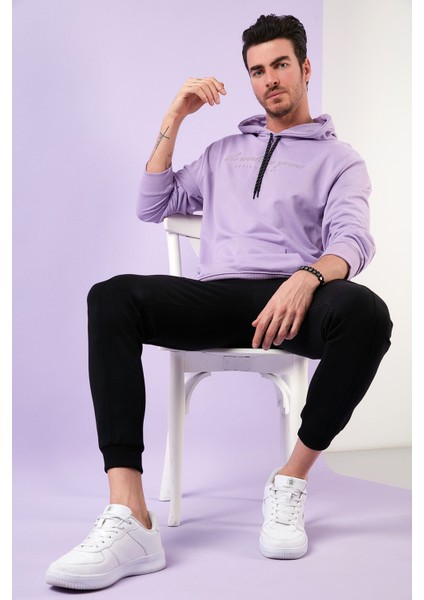 Slim Fit Baskılı Kapüşonlu Kanguru Cepli Pamuklu Sweat Erkek Sweat 5414018