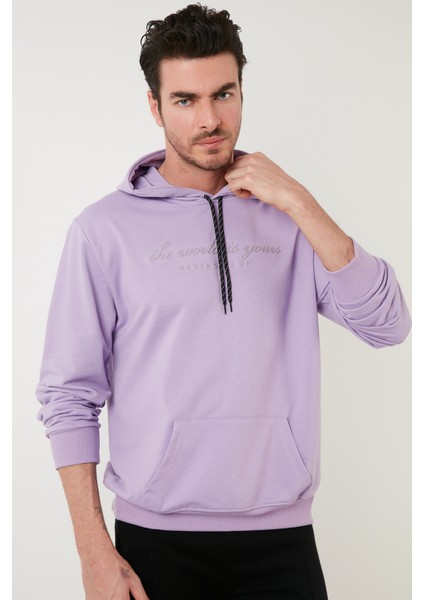 Slim Fit Baskılı Kapüşonlu Kanguru Cepli Pamuklu Sweat Erkek Sweat 5414018 fiyatları