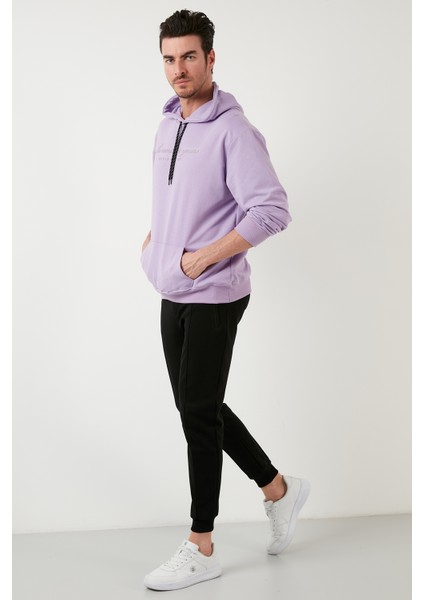 Slim Fit Baskılı Kapüşonlu Kanguru Cepli Pamuklu Sweat Erkek Sweat 5414018 fırsatları