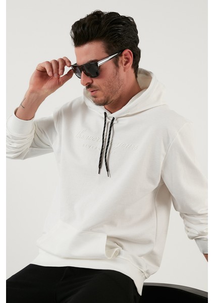 Slim Fit Baskılı Kapüşonlu Kanguru Cepli Pamuklu Sweat Erkek Sweat 5414018