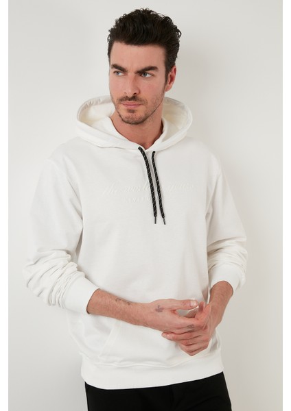Slim Fit Baskılı Kapüşonlu Kanguru Cepli Pamuklu Sweat Erkek Sweat 5414018