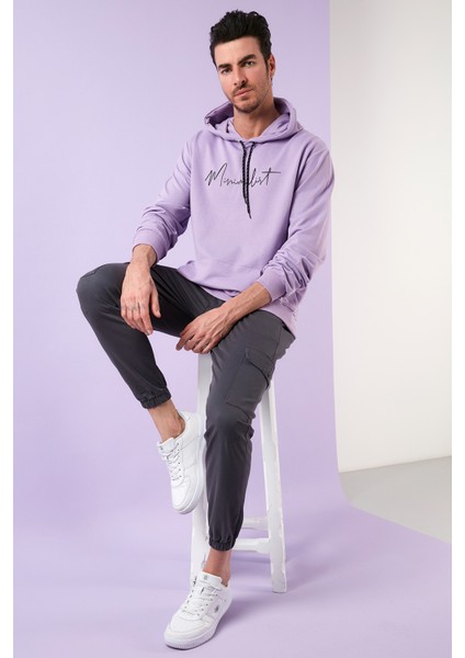 Slim Fit Baskılı Kapüşonlu Kanguru Cepli Pamuklu Sweat Erkek Sweat 5414019