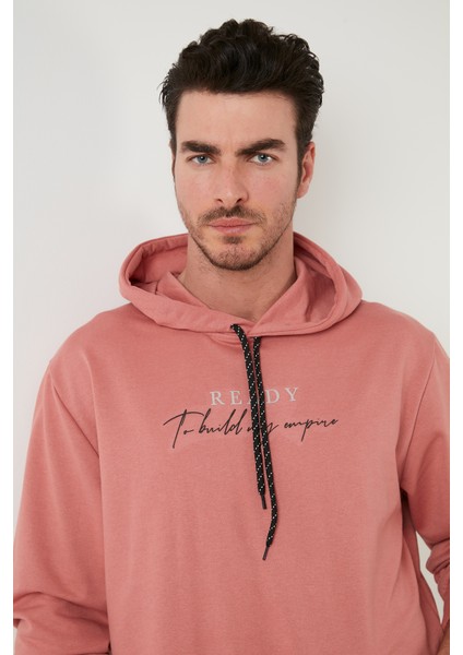 Slim Fit Baskılı Kapüşonlu Kanguru Cepli Pamuklu Sweat Erkek Sweat 5414020
