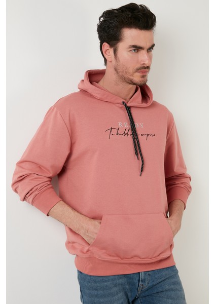 Slim Fit Baskılı Kapüşonlu Kanguru Cepli Pamuklu Sweat Erkek Sweat 5414020