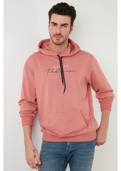 Slim Fit Baskılı Kapüşonlu Kanguru Cepli Pamuklu Sweat Erkek Sweat 5414020