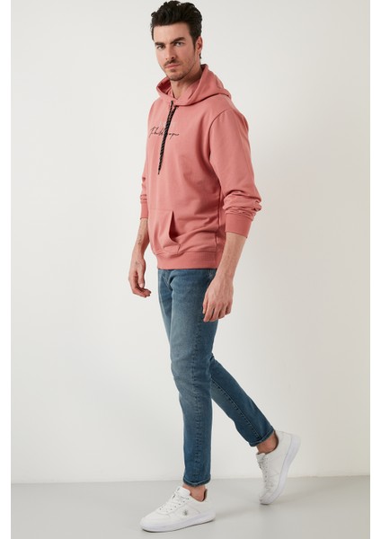 Slim Fit Baskılı Kapüşonlu Kanguru Cepli Pamuklu Sweat Erkek Sweat 5414020