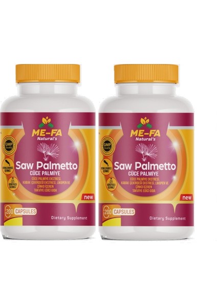 Saw Palmetto ,cüce Palmiye,likopen,çinko 2 Kutu 400 Kapsül