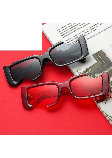 (Siyah-Mavi Lens) Erkekler ve Kadınlar Için Klasik Kare Güneş Gözlüğü Uv Koruma 400 Y554 (Yurt Dışından)