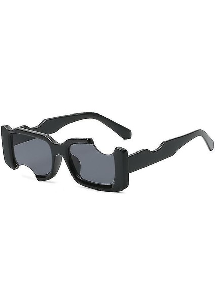 (Siyah-Mavi Lens) Erkekler ve Kadınlar Için Klasik Kare Güneş Gözlüğü Uv Koruma 400 Y554 (Yurt Dışından)