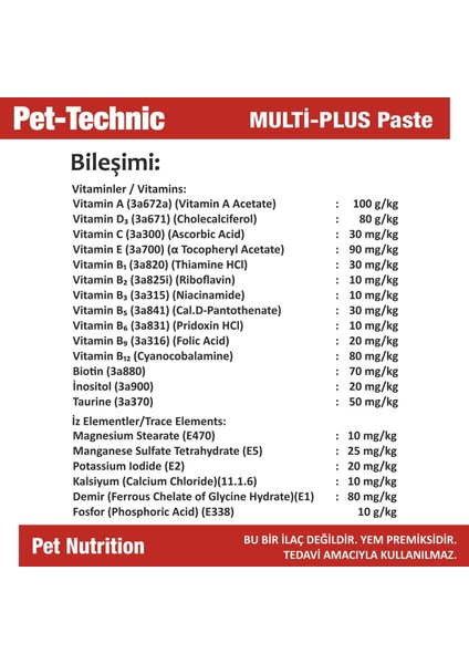 Multi-Plus Pasta Multivitamin Desteği